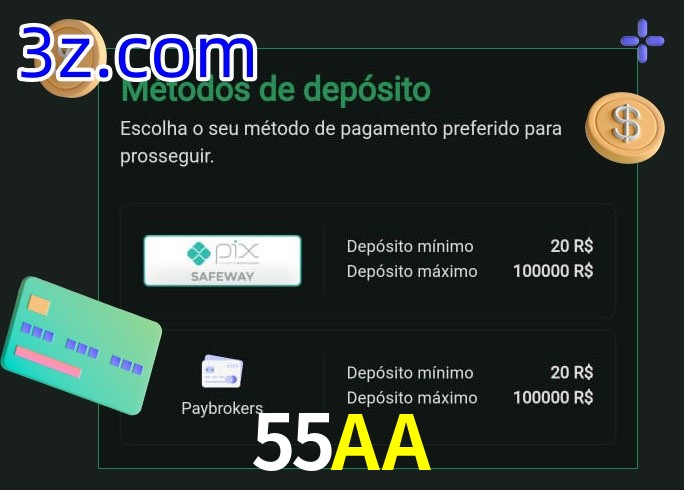 O cassino 55AA oferece uma grande variedade de métodos de pagamento